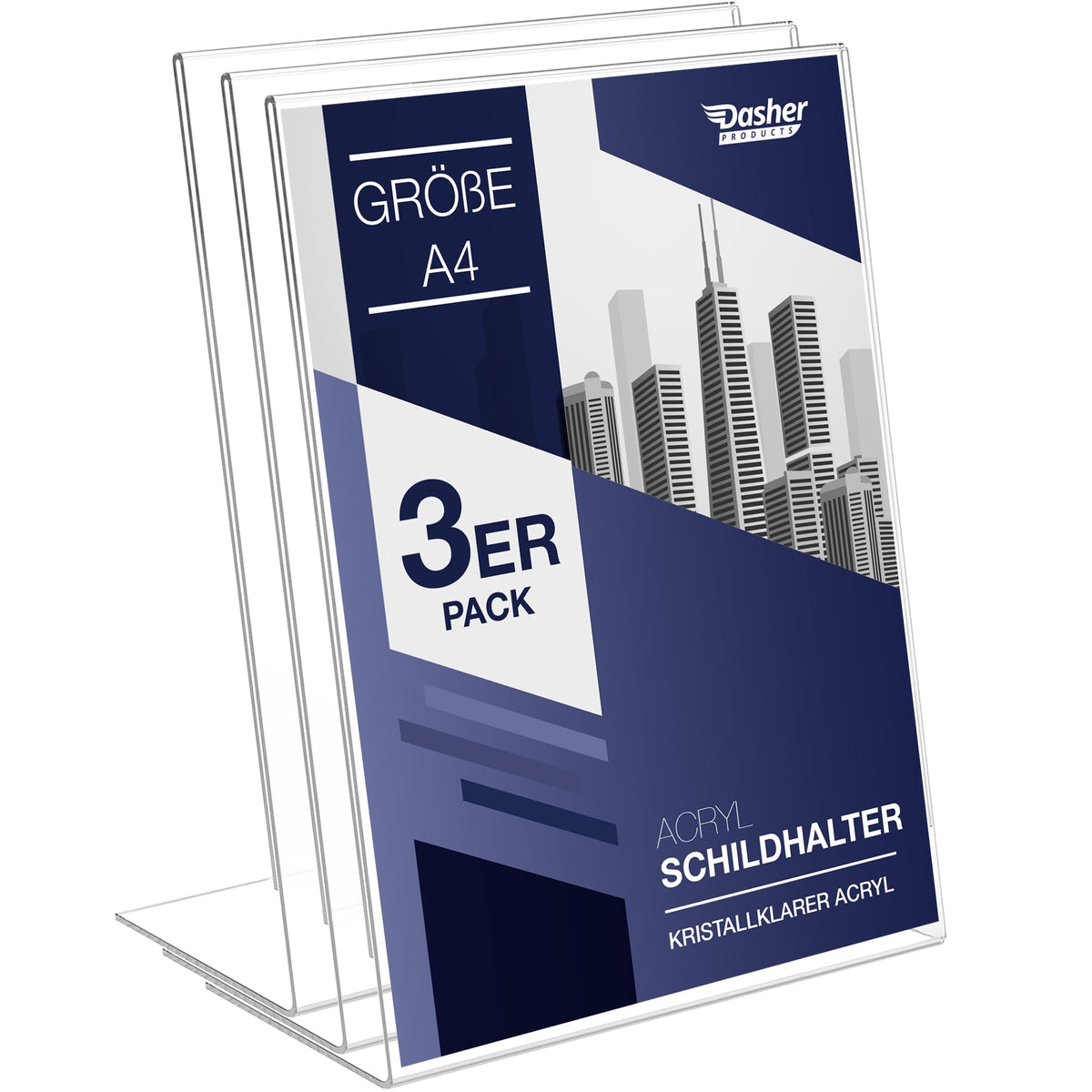 Dasher Products Schilderhalter mit abgeschrägter Rückwand, A4 Premium Portrait Werbetafel, Tisch Aufsteller, Rahmen im Staffelei-Stil, Plastik Broschürenhalter für Haus, Büro, Geschäft, Laden