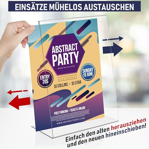 Dasher Products Schilderhalter mit abgeschrägter Rückwand, A4 Premium Portrait Werbetafel, Tisch Aufsteller, Rahmen im Staffelei-Stil, Plastik Broschürenhalter für Haus, Büro, Geschäft, Laden