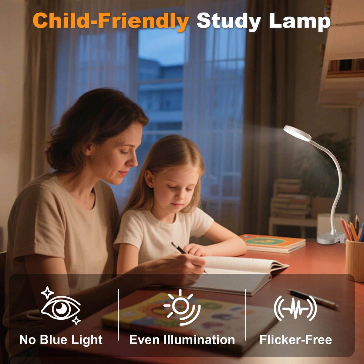 61 LED Akku Leselampe Bett –【3 Farbmodi & 10 Helligkeiten】 2000mAh Klemmlampe mit USB-C, 40cm Flexibler Schwanenhals, Buchlampe, Klemmleuchte für Schlafzimmer, Schreibtisch & Camping