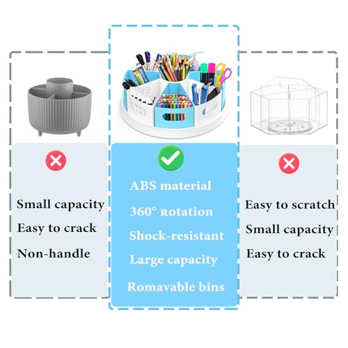 MeCids 360° drehbarer Schreibtisch-Organizer für Zuhause, Büro, Organisation und Aufbewahrung, Kunstbedarf, Organizer, 30,5 cm, Lazy Susan Stil Caddy mit herausnehmbaren Behältern, für Heimbüros,