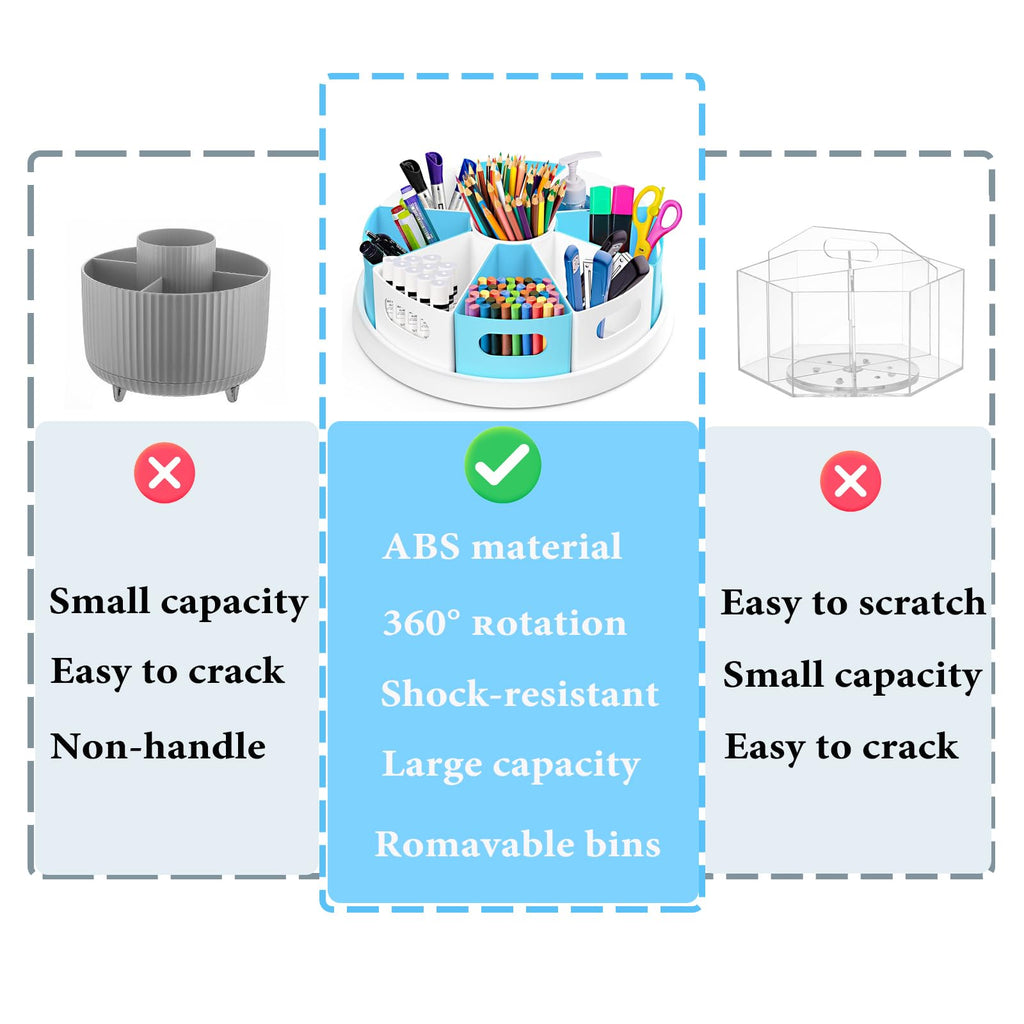 MeCids 360° drehbarer Schreibtisch-Organizer für Zuhause, Büro, Organisation und Aufbewahrung, Kunstbedarf, Organizer, 30,5 cm, Lazy Susan Stil Caddy mit herausnehmbaren Behältern, für Heimbüros,