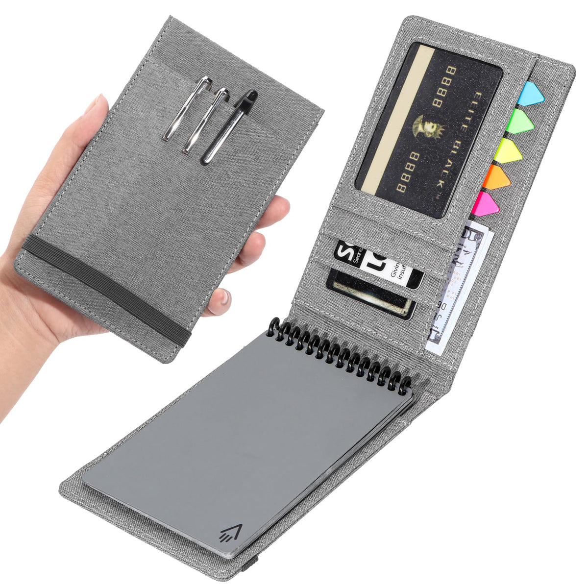 Notizbuchhülle für Rocketbook, Mini-Größe, kompatibel mit Feldnotizen, Spiralnotizbuch, 8,9 x 14,9 cm, wasserdichter Stoff, multifunktionaler Organizer mit Stifthalter, Visitenkartenhalter