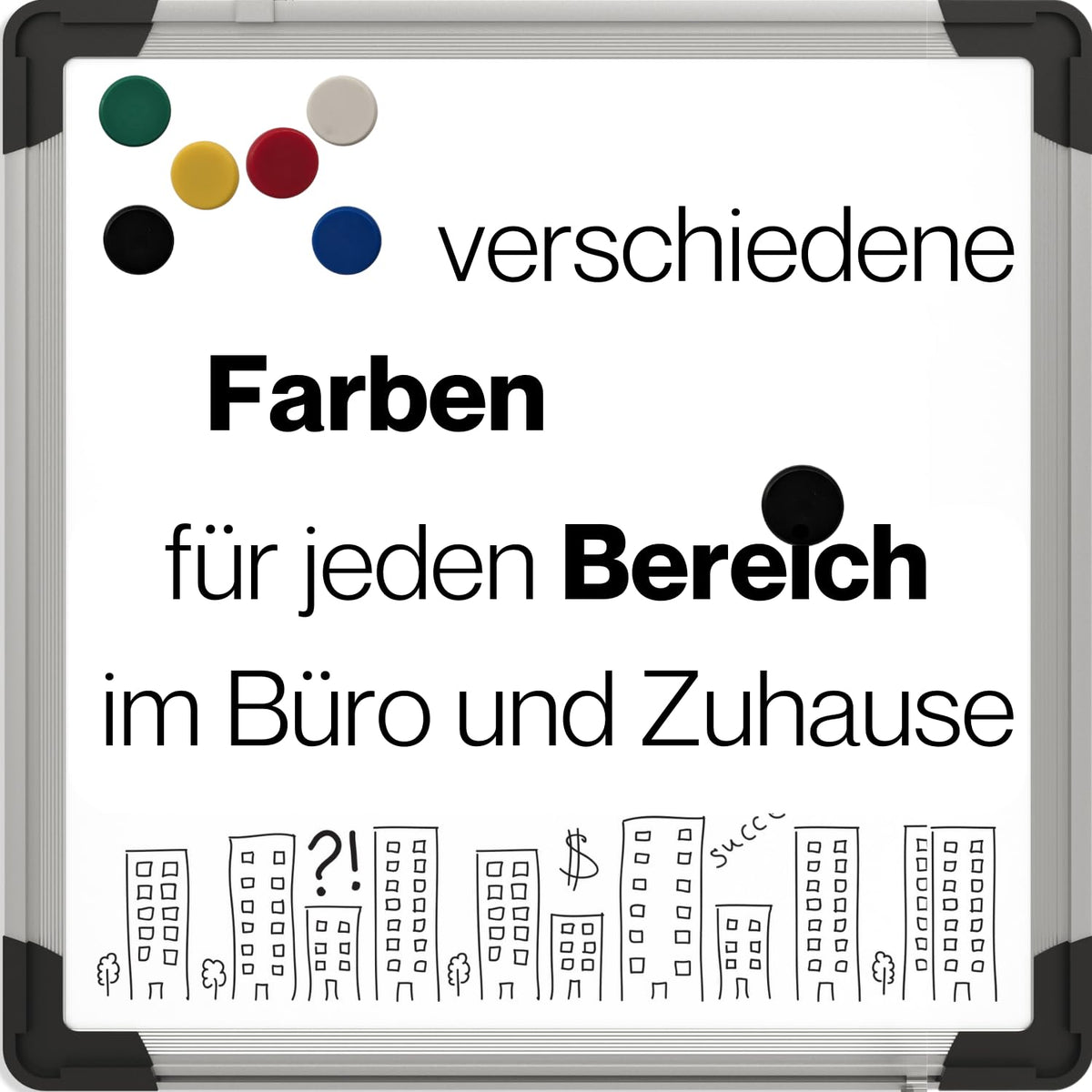 Starke Magnete für Whiteboard, Kühlschrank und Pinnwand, 60 Bunte Magnete Ø 24 mm, perfekt für Magnettafel, Magnetwand und Flipchart, runde kleine Tafelmagnete in 6 Farben