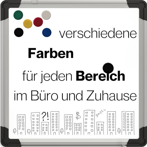 Starke Magnete für Whiteboard, Kühlschrank und Pinnwand, 60 Bunte Magnete Ø 24 mm, perfekt für Magnettafel, Magnetwand und Flipchart, runde kleine Tafelmagnete in 6 Farben