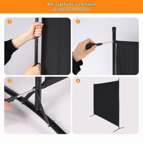 REDCAMP Freistehend Paravent Raumteiler, 1-teilig, Innen Outdoor, 176x180cm