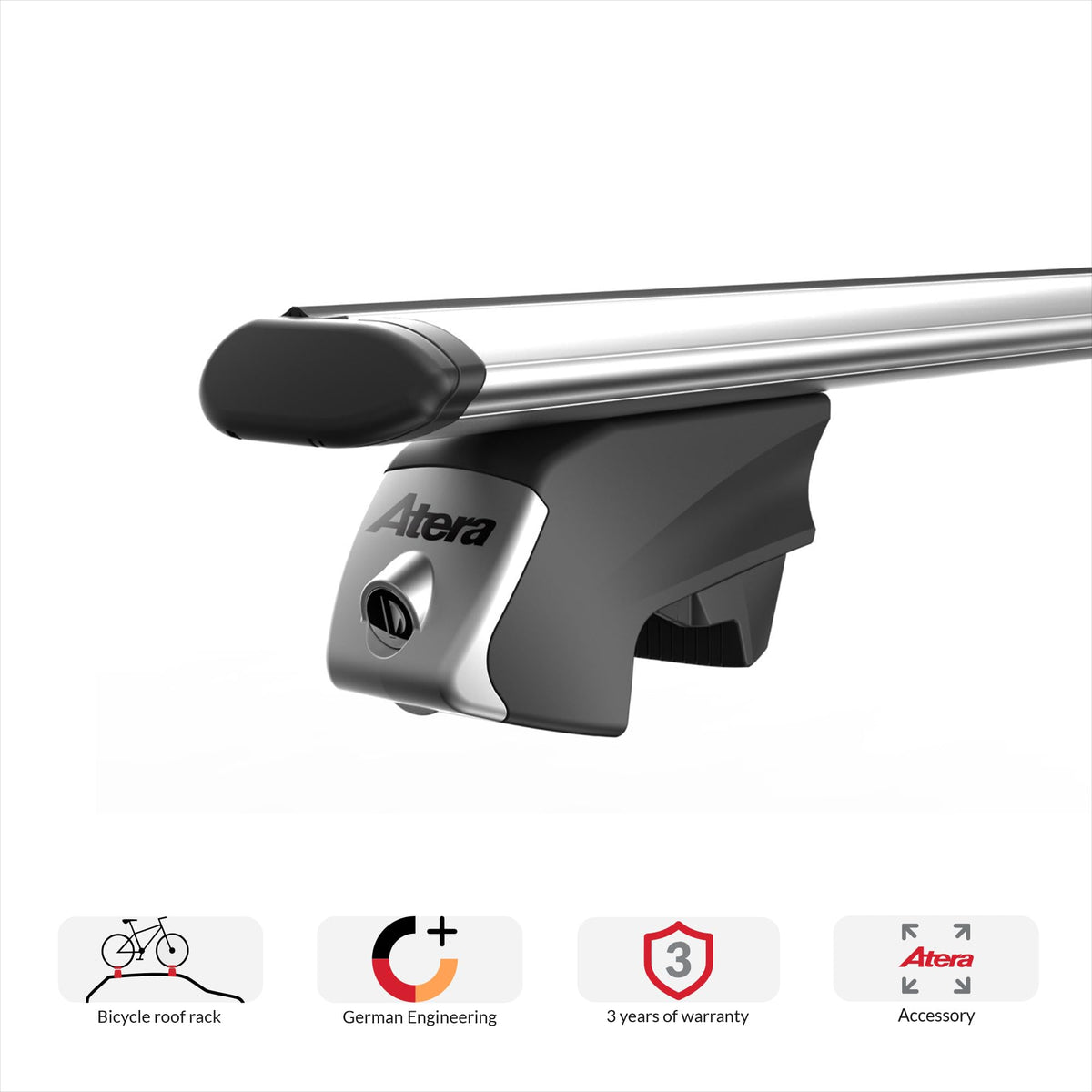 Atera 048522 PKW Dachträger Signo RTD - Alu Aero Profil silber - für Autos mit aufliegender Dachreling - 122 cm