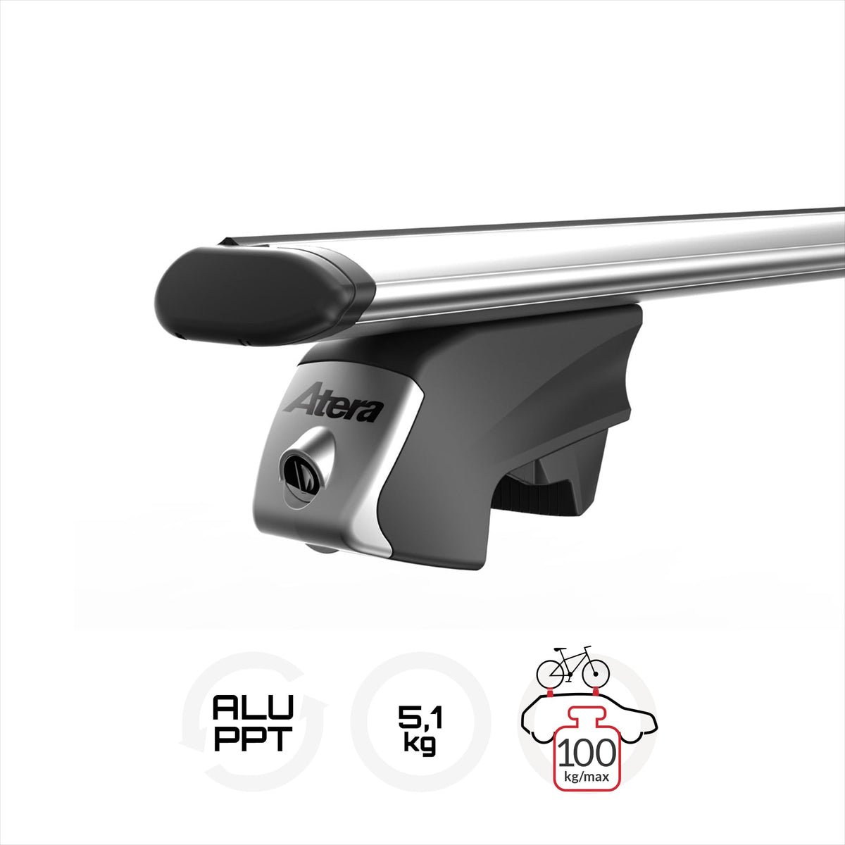 Atera 048522 PKW Dachträger Signo RTD - Alu Aero Profil silber - für Autos mit aufliegender Dachreling - 122 cm