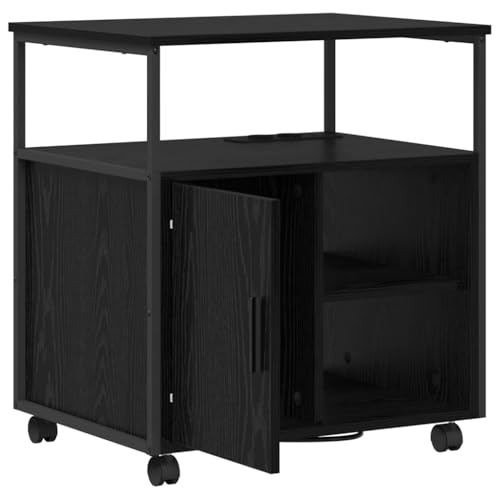 Büroschrank Schwarze Eiche 61x46x67 cm mit Ladestation mobiler Aufbewahrungsschrank aus Holzwerkstoff Modernes Design Robustheit für Homeoffice Wohnzimmer Flur