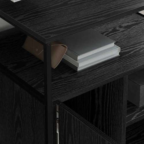 Büroschrank Schwarze Eiche 61x46x67 cm mit Ladestation mobiler Aufbewahrungsschrank aus Holzwerkstoff Modernes Design Robustheit für Homeoffice Wohnzimmer Flur