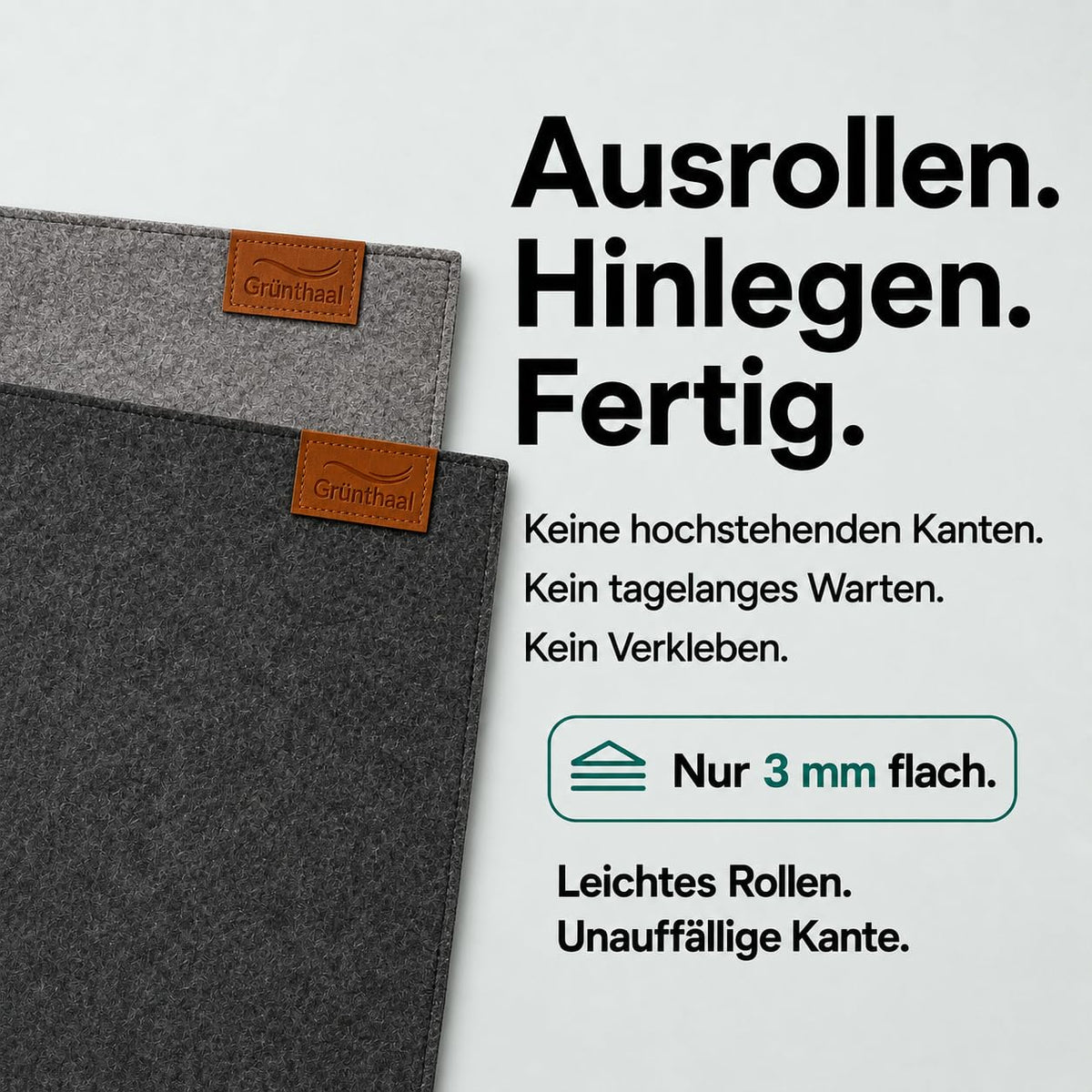 Bodenschutzmatte für Bürostuhl aus Vlies, 90x140, schützt Böden, rutschfest