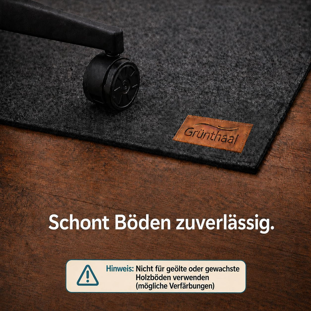 Bodenschutzmatte für Bürostuhl aus Vlies, 90x140, schützt Böden, rutschfest
