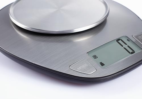 EXZACT Digitale Küchenwaage Edelstahl - Elektronische Kochwaage mit Abnehmbarer Schüssel zum Backen und Kochen - Tara-Funktion - Max 5 kgs - küchenwaage mit schüssel