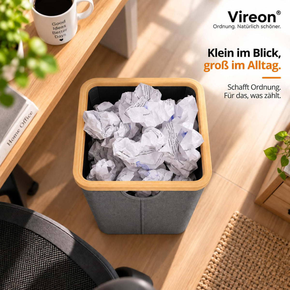 Papierkorb Mülleimer Büro Papiermülleimer Offen Faltbar Abfalleimer 30LGrau
