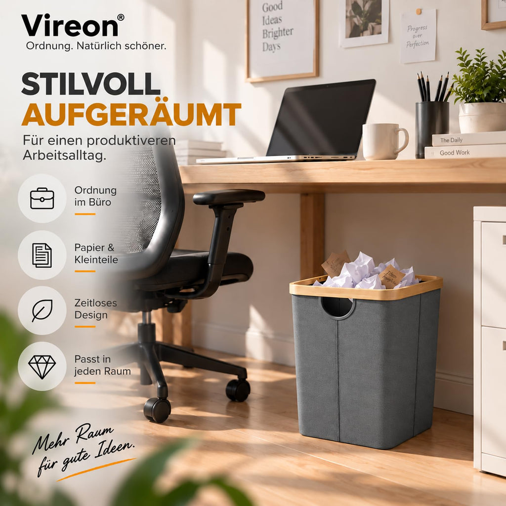 Papierkorb Mülleimer Büro Papiermülleimer Offen Faltbar Abfalleimer 30LGrau