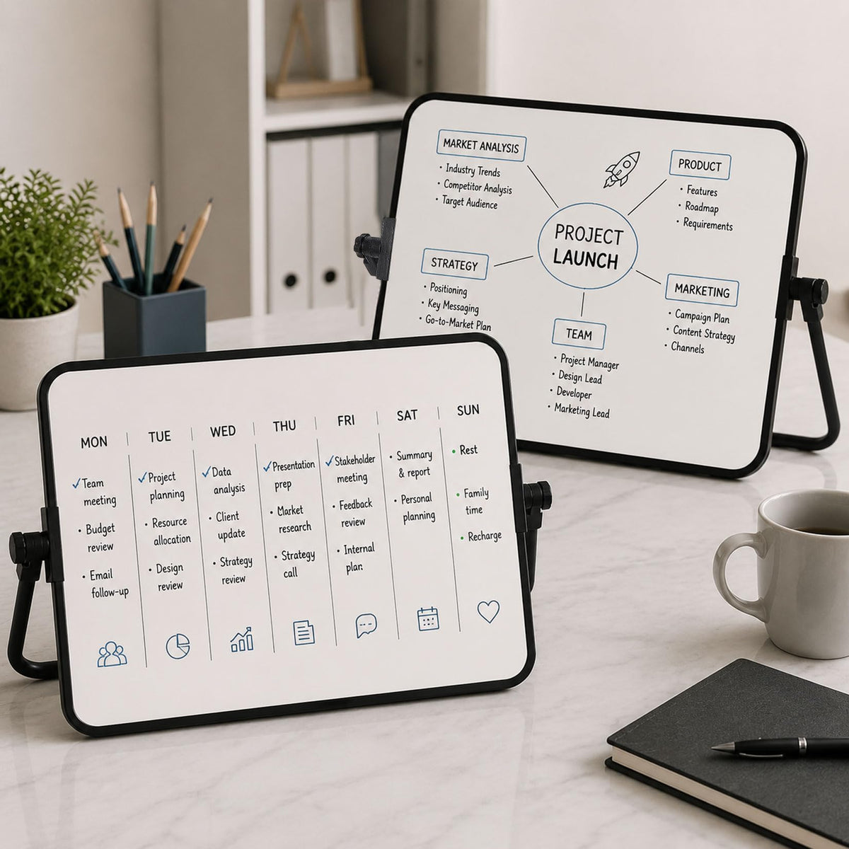 Yibaijia Mini Whiteboard, magnetisch & doppelseitig, A4 Magnettafel