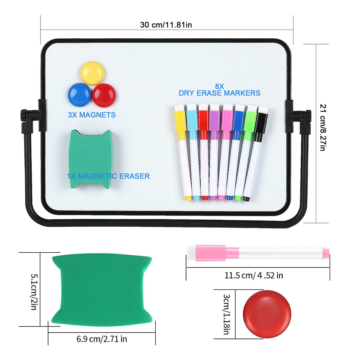 Yibaijia Mini Whiteboard, magnetisch & doppelseitig, A4 Magnettafel