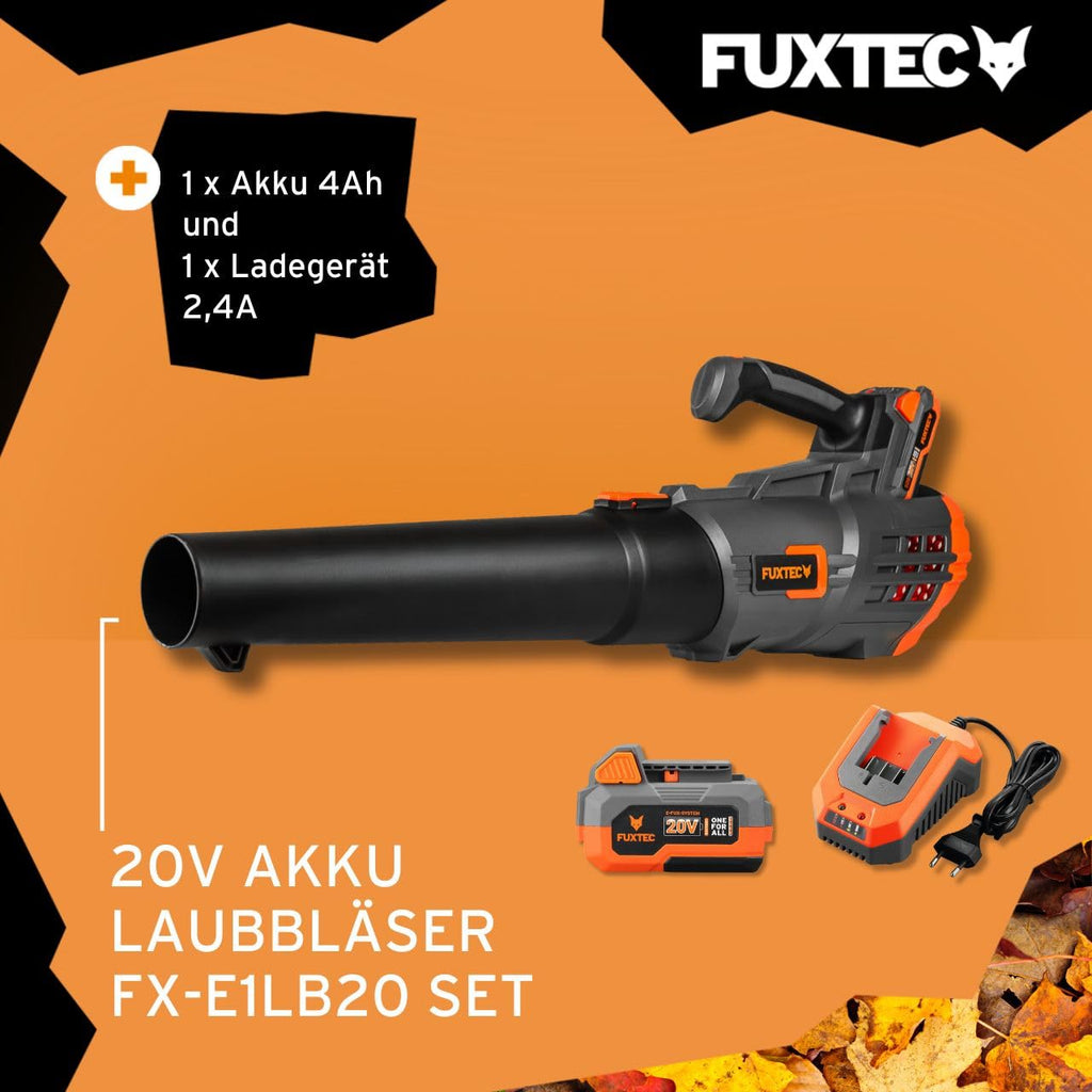 FUXTEC 20V Akku-Laubbläser FX-E1LB20SET1 • 38 m/s • mit 4Ah Akku