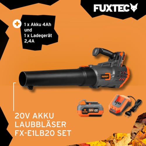 FUXTEC 20V Akku-Laubbläser FX-E1LB20SET1 • 38 m/s • mit 4Ah Akku