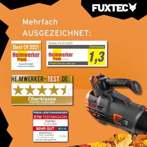 FUXTEC 20V Akku-Laubbläser FX-E1LB20SET1 • 38 m/s • mit 4Ah Akku