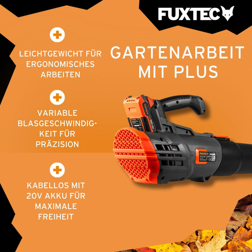 FUXTEC 20V Akku-Laubbläser FX-E1LB20SET1 • 38 m/s • mit 4Ah Akku
