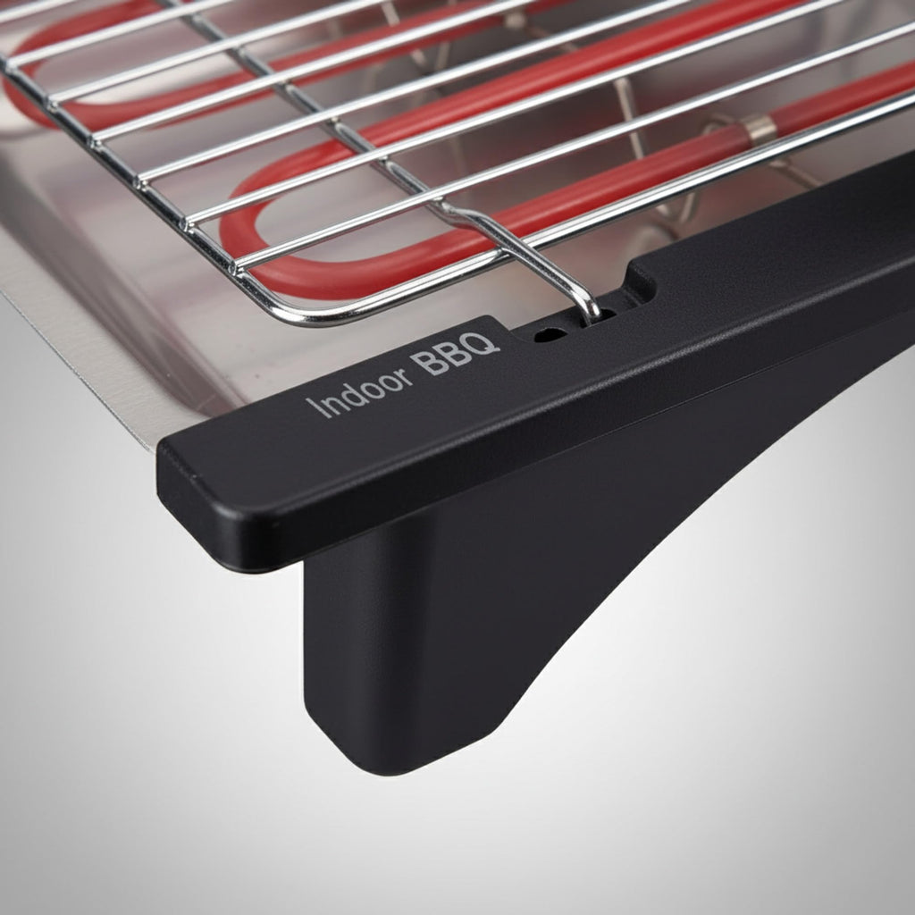 Jata BQ95 Elektrogrill, perfekt für zwei Personen, ohne Rauch, ohne Gerüche, abnehmbarer Grill mit 2 Höhen, Tablett aus Edelstahl, gesunde Küche mit Wasser [Energieeffizienzklasse A]