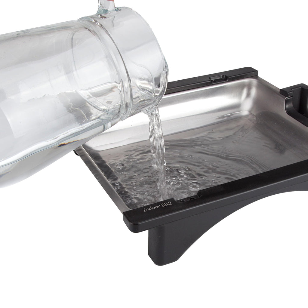 Jata BQ95 Elektrogrill, perfekt für zwei Personen, ohne Rauch, ohne Gerüche, abnehmbarer Grill mit 2 Höhen, Tablett aus Edelstahl, gesunde Küche mit Wasser [Energieeffizienzklasse A]