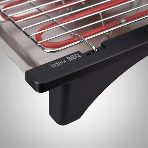 Jata BQ95 Elektrogrill, perfekt für zwei Personen, ohne Rauch, ohne Gerüche, abnehmbarer Grill mit 2 Höhen, Tablett aus Edelstahl, gesunde Küche mit Wasser [Energieeffizienzklasse A]