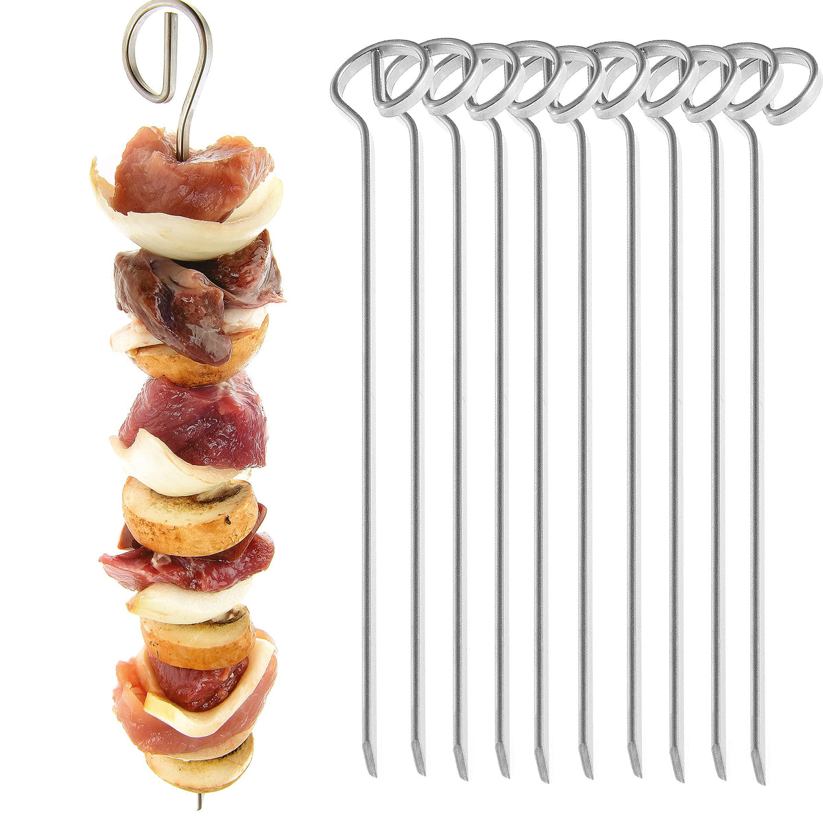 4smile Schaschlikspieße Edelstahl 10er Set, Grillspieße 210 mm