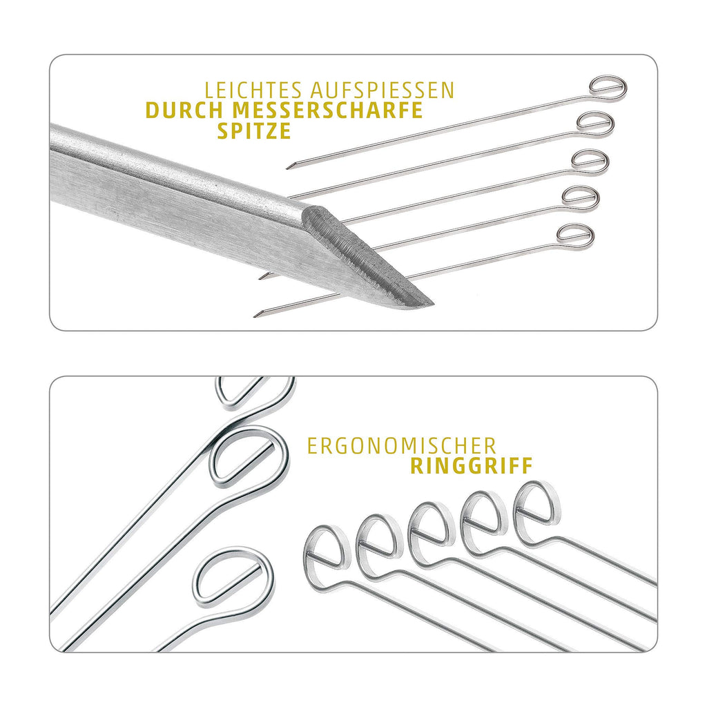 4smile Schaschlikspieße Edelstahl 10er Set, Grillspieße 210 mm