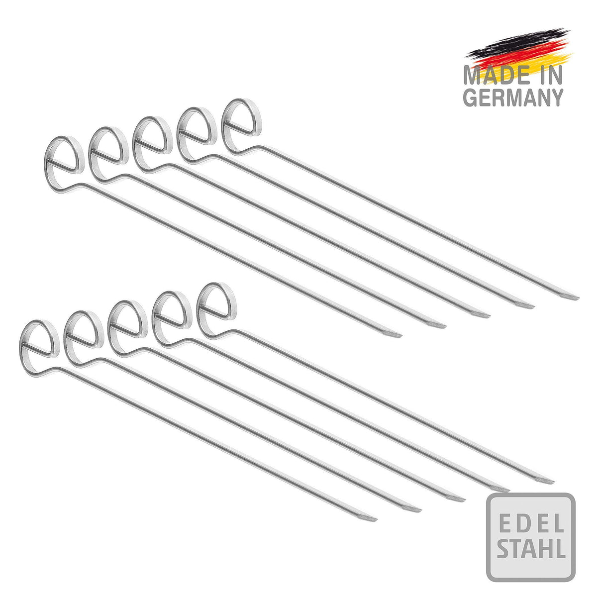 4smile Schaschlikspieße Edelstahl 10er Set, Grillspieße 210 mm