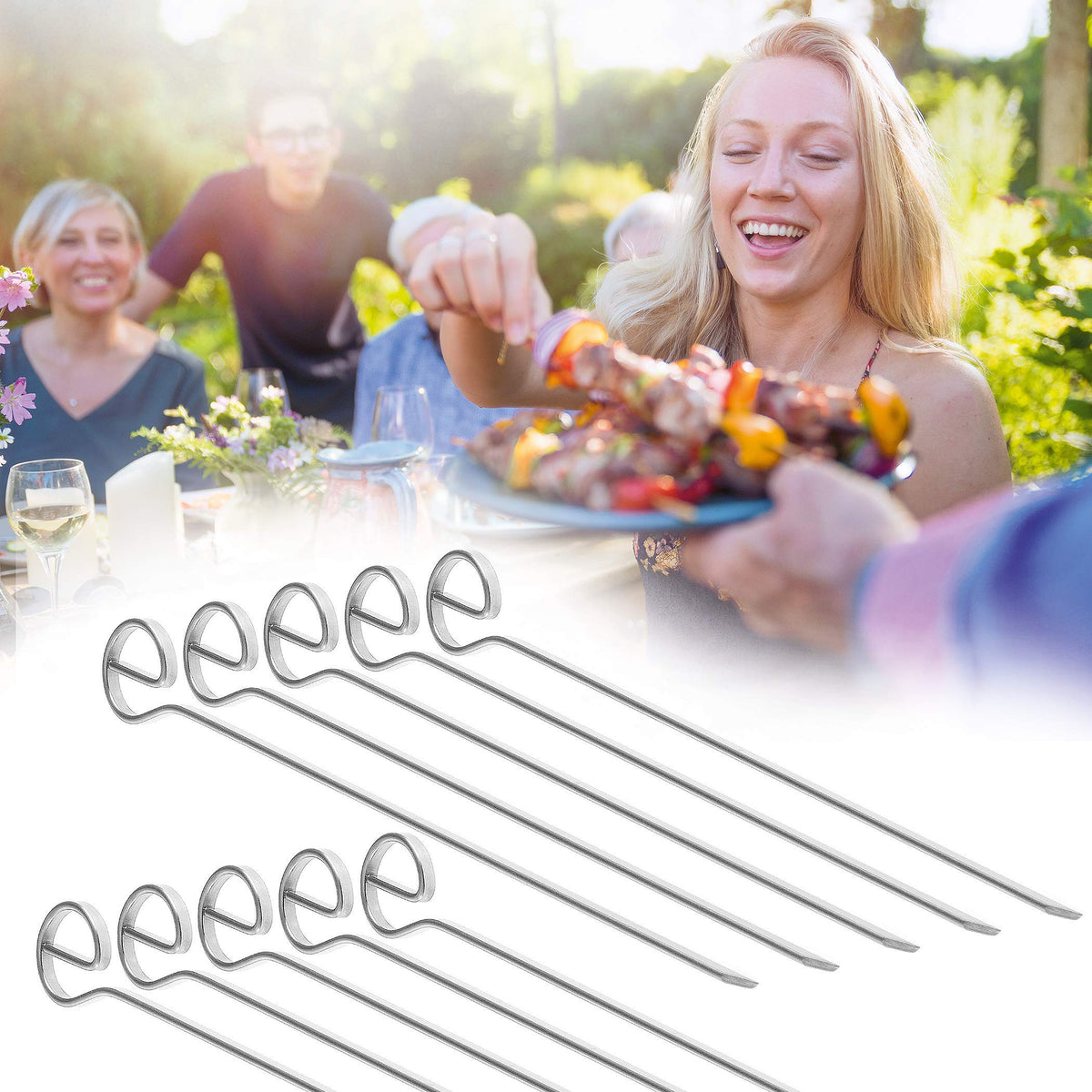 4smile Schaschlikspieße Edelstahl 10er Set, Grillspieße 210 mm