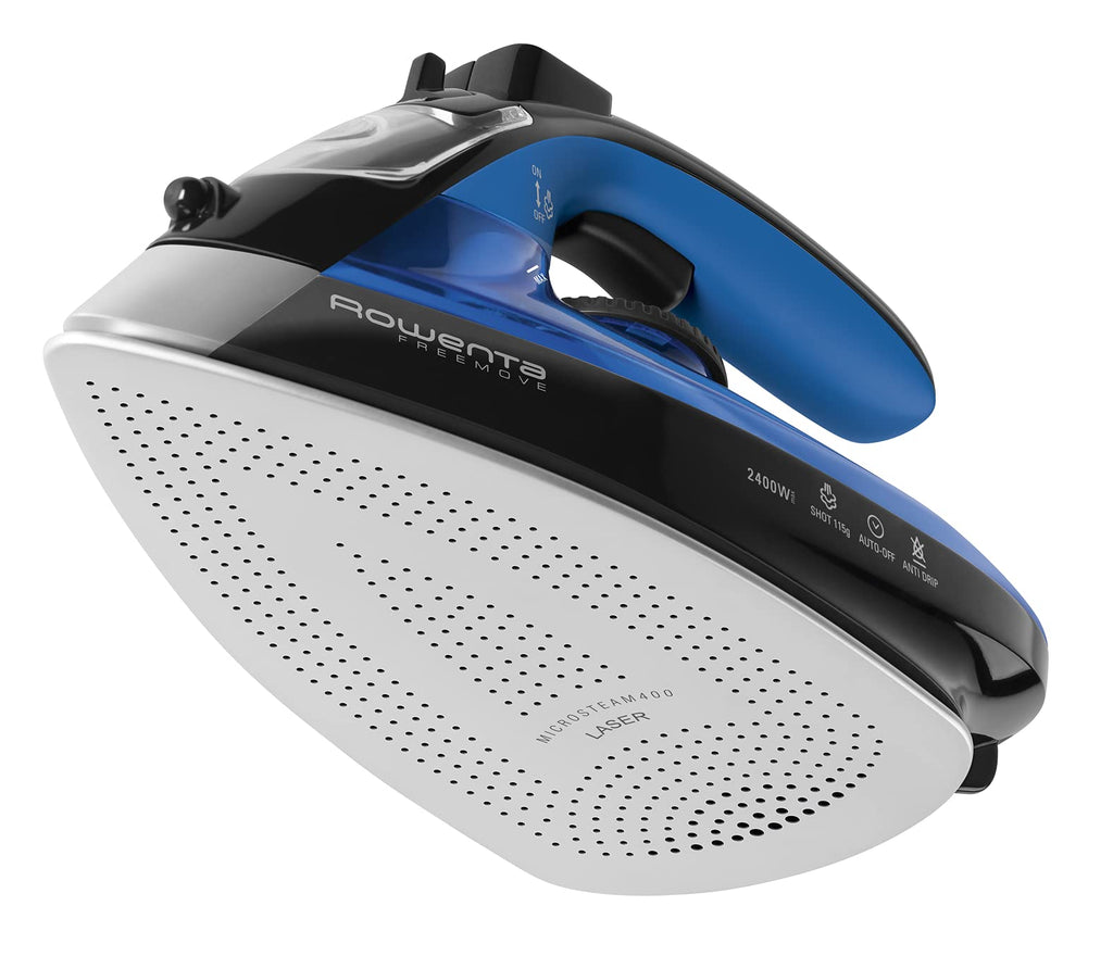 Rowenta Freemove Dampfbügeleisen kabellos, 2400W, 27 g/min kontinuierliche Dampfleistung, 115 g/min Dampfstoß, kabellose Technologie, ergonomisches Design, blau/schwarz, DE5010