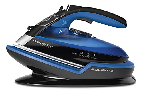 Rowenta Freemove Dampfbügeleisen kabellos, 2400W, 27 g/min kontinuierliche Dampfleistung, 115 g/min Dampfstoß, kabellose Technologie, ergonomisches Design, blau/schwarz, DE5010