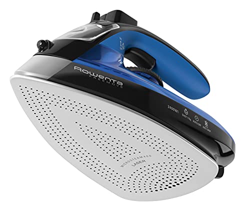 Rowenta Freemove Dampfbügeleisen kabellos, 2400W, 27 g/min kontinuierliche Dampfleistung, 115 g/min Dampfstoß, kabellose Technologie, ergonomisches Design, blau/schwarz, DE5010