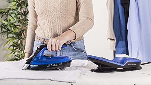 Rowenta Freemove Dampfbügeleisen kabellos, 2400W, 27 g/min kontinuierliche Dampfleistung, 115 g/min Dampfstoß, kabellose Technologie, ergonomisches Design, blau/schwarz, DE5010