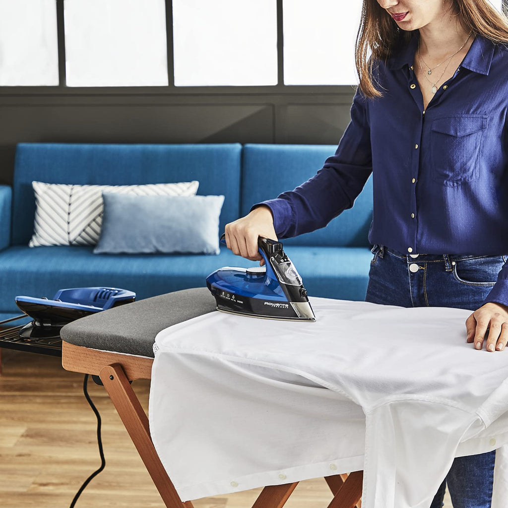 Rowenta Freemove Dampfbügeleisen kabellos, 2400W, 27 g/min kontinuierliche Dampfleistung, 115 g/min Dampfstoß, kabellose Technologie, ergonomisches Design, blau/schwarz, DE5010