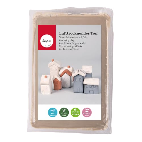 Rayher Lufttrocknender Ton, Beige, 1 kg, Modelliermasse, lufthärtend, weich, geschmeidig, ohne brennen, 3450102, 1000 g