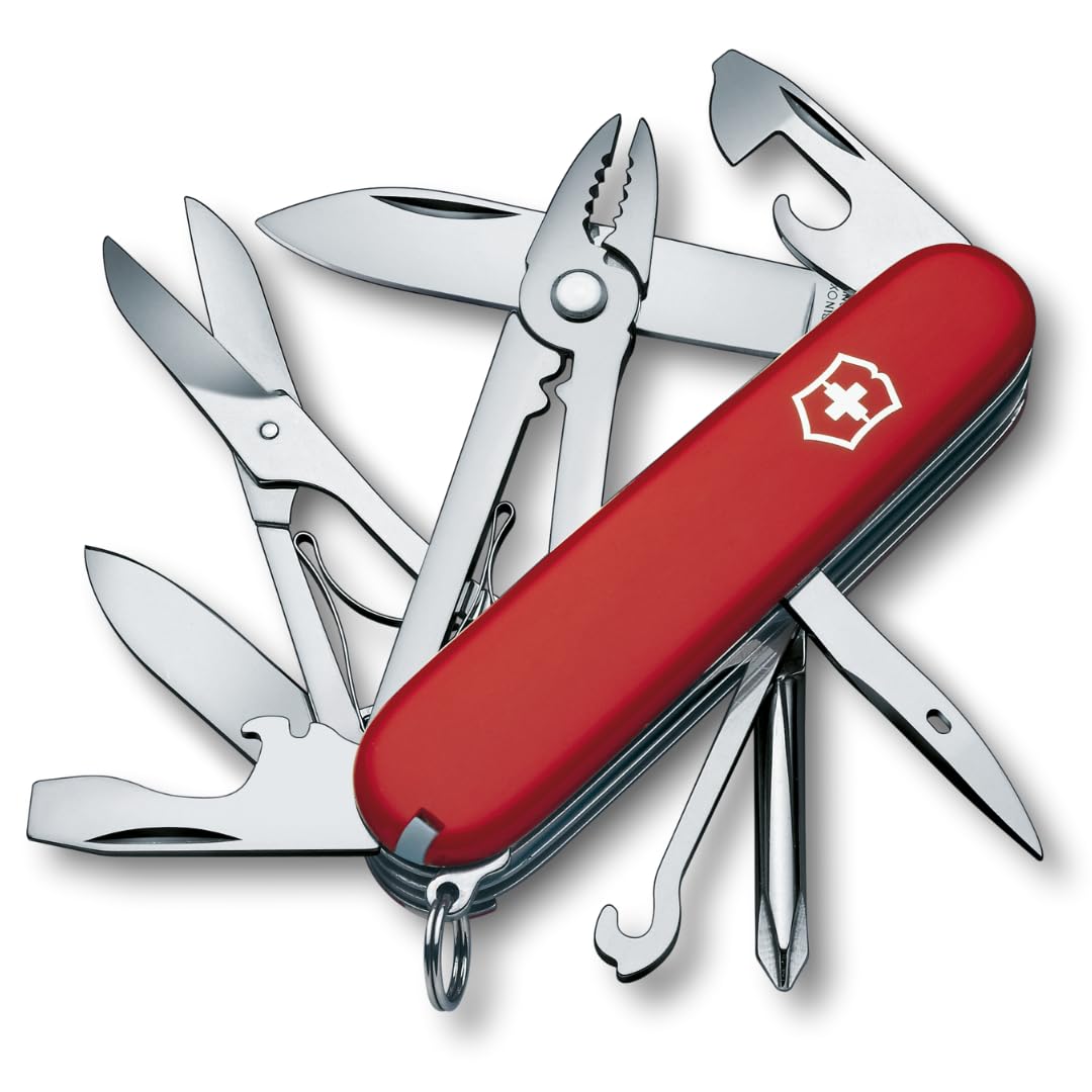 Victorinox Schweizer Taschenmesser, Deluxe Tinker, Multitool, 17 Funktionen, Klinge, gross, Dosenöffner, Schraubendreher 3 mm, Rot