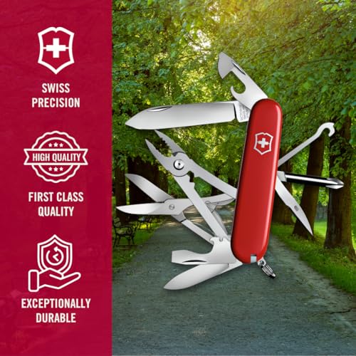 Victorinox Schweizer Taschenmesser, Deluxe Tinker, Multitool, 17 Funktionen, Klinge, gross, Dosenöffner, Schraubendreher 3 mm, Rot