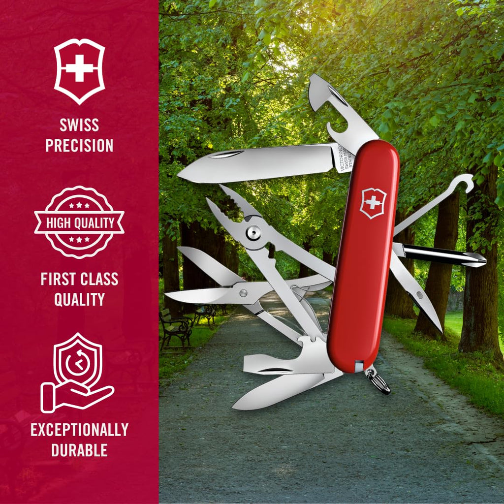 Victorinox Schweizer Taschenmesser, Deluxe Tinker, Multitool, 17 Funktionen, Klinge, gross, Dosenöffner, Schraubendreher 3 mm, Rot