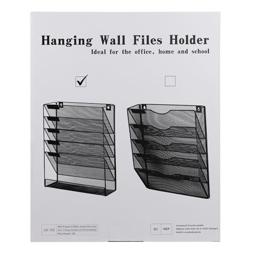Zeitschriftenhalter Wand, Hängeorganizer Wandablagefächer A4, 6 Fächer Prospektspenderset, Metall Hängeorganizer, Dokumentenablage Schwarz