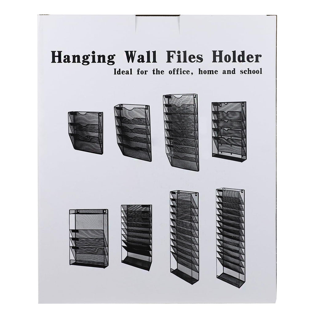 Zeitschriftenhalter Wand, Hängeorganizer Wandablagefächer A4, 6 Fächer Prospektspenderset, Metall Hängeorganizer, Dokumentenablage Schwarz