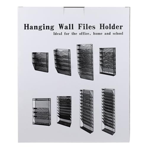 Zeitschriftenhalter Wand, Hängeorganizer Wandablagefächer A4, 6 Fächer Prospektspenderset, Metall Hängeorganizer, Dokumentenablage Schwarz