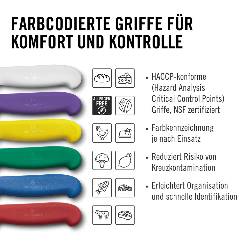 Victorinox Fibrox Kochmesser, Breites Universalmesser für Obst und Gemüse, 15 cm, Gerade Klinge, Scharf, HACCP geeignet, Rutschfest, Schwarz