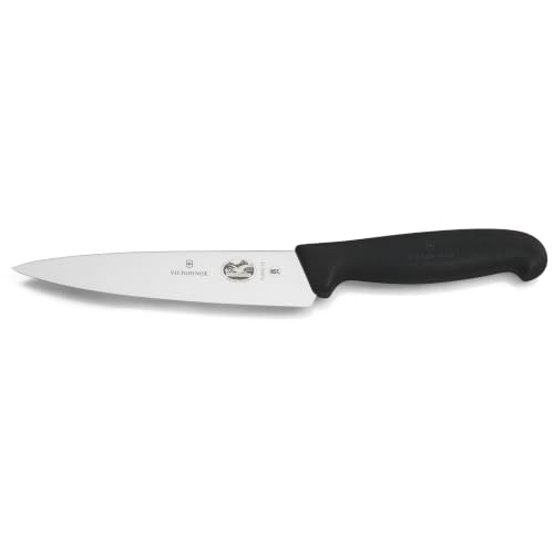 Victorinox Fibrox Kochmesser, Breites Universalmesser für Obst und Gemüse, 15 cm, Gerade Klinge, Scharf, HACCP geeignet, Rutschfest, Schwarz