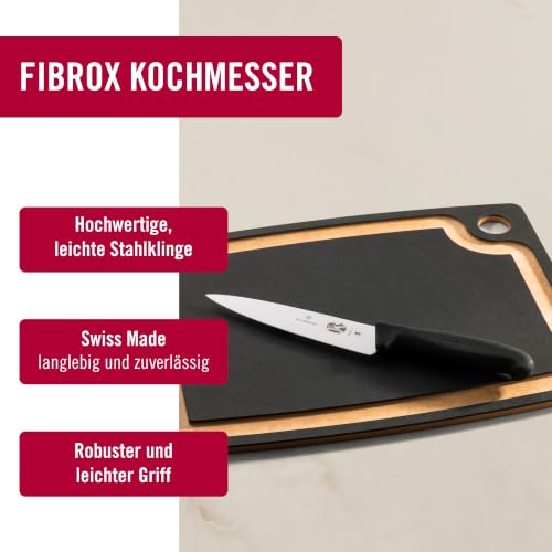 Victorinox Fibrox Kochmesser, Breites Universalmesser für Obst und Gemüse, 15 cm, Gerade Klinge, Scharf, HACCP geeignet, Rutschfest, Schwarz