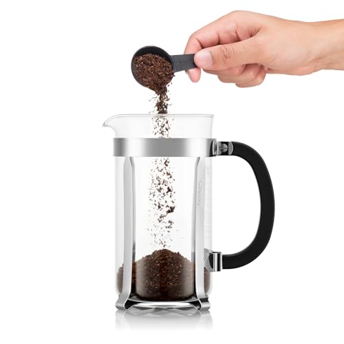 Bodum French Press Chambord - 1L / 8 Tassen Silber Kaffeebereiter - Hitzebeständiges Glas & Edelstahlfilter - BPA-frei Spülmaschinenfest Cafetière - Made in Portugal
