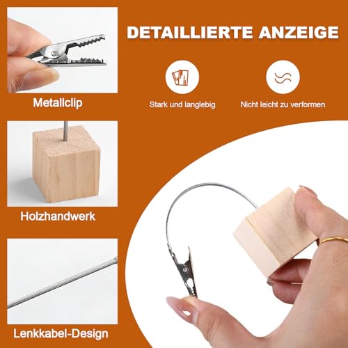 20 Stück Fotohalter mit Klammern, Holz Memo Clip Halter, Postkartenhalter