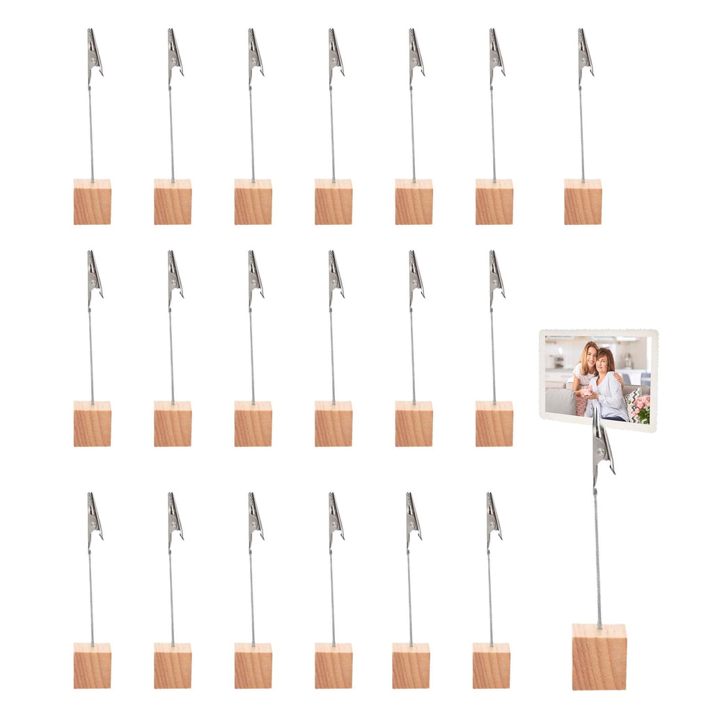 20 Stück Fotohalter mit Klammern, Holz Memo Clip Halter, Postkartenhalter