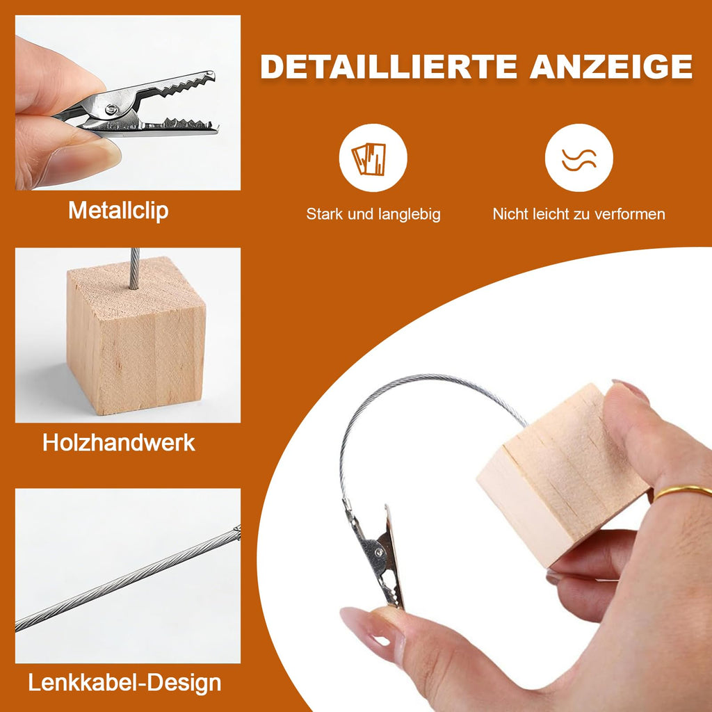 20 Stück Fotohalter mit Klammern, Holz Memo Clip Halter, Postkartenhalter